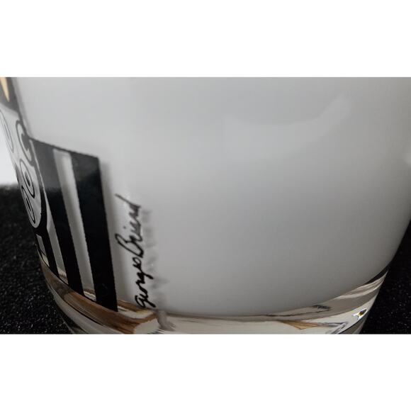 One Vtg MCM Georges Briard Fruit Black Gold Frosted Rocks Old Fashioned Lowball - Picture 9 of 10